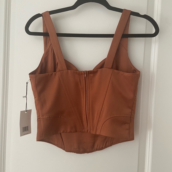 Jason Wu Crop Top Womens M Satin Bustier orange rust Trendy - Picture 2 of 6